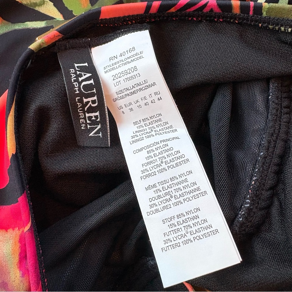 Lauren Ralph Lauren Midnight Tropical‎ High Neck One-Piece halter black multi 8 - Picture 10 of 12